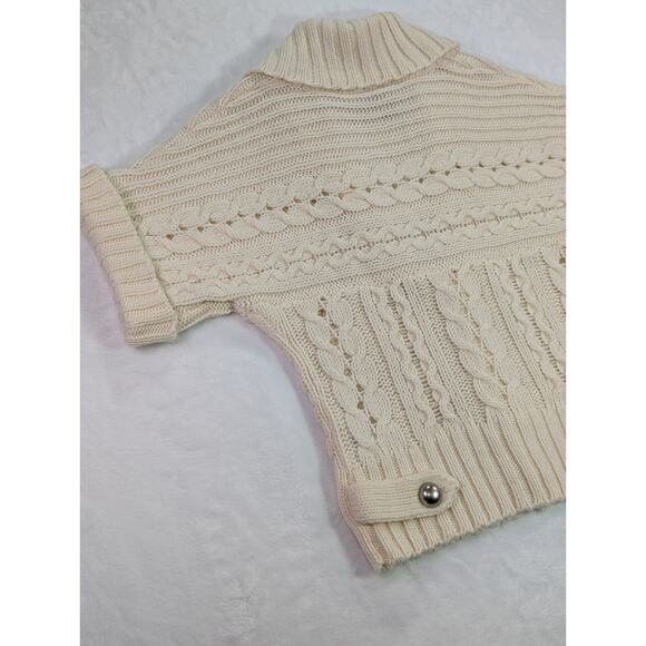 Ivory Bat Wing Cable Knit Cardigan w/Hidden Metal Snaps Size Medium by Nine West - Picture 9 of 11